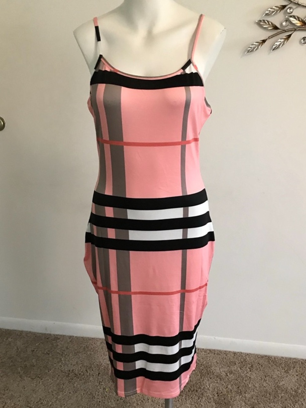 Women's Pink Striped Bodycon Dress